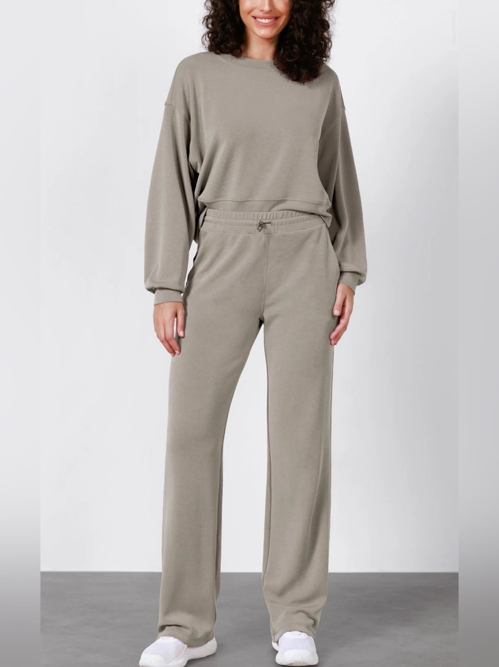 ODODOS Modal Soft Wide Leg Lounge Pants Khaki Taupe Small NWOT